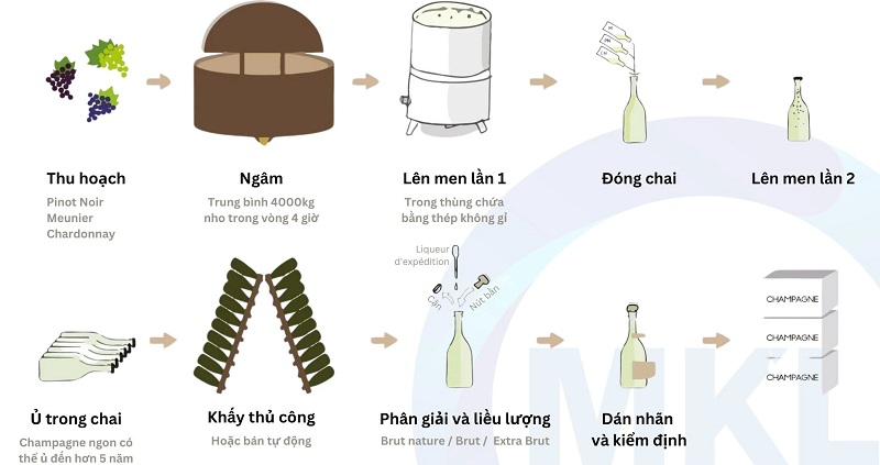 Phương pháp sản xuất rượu Champagne